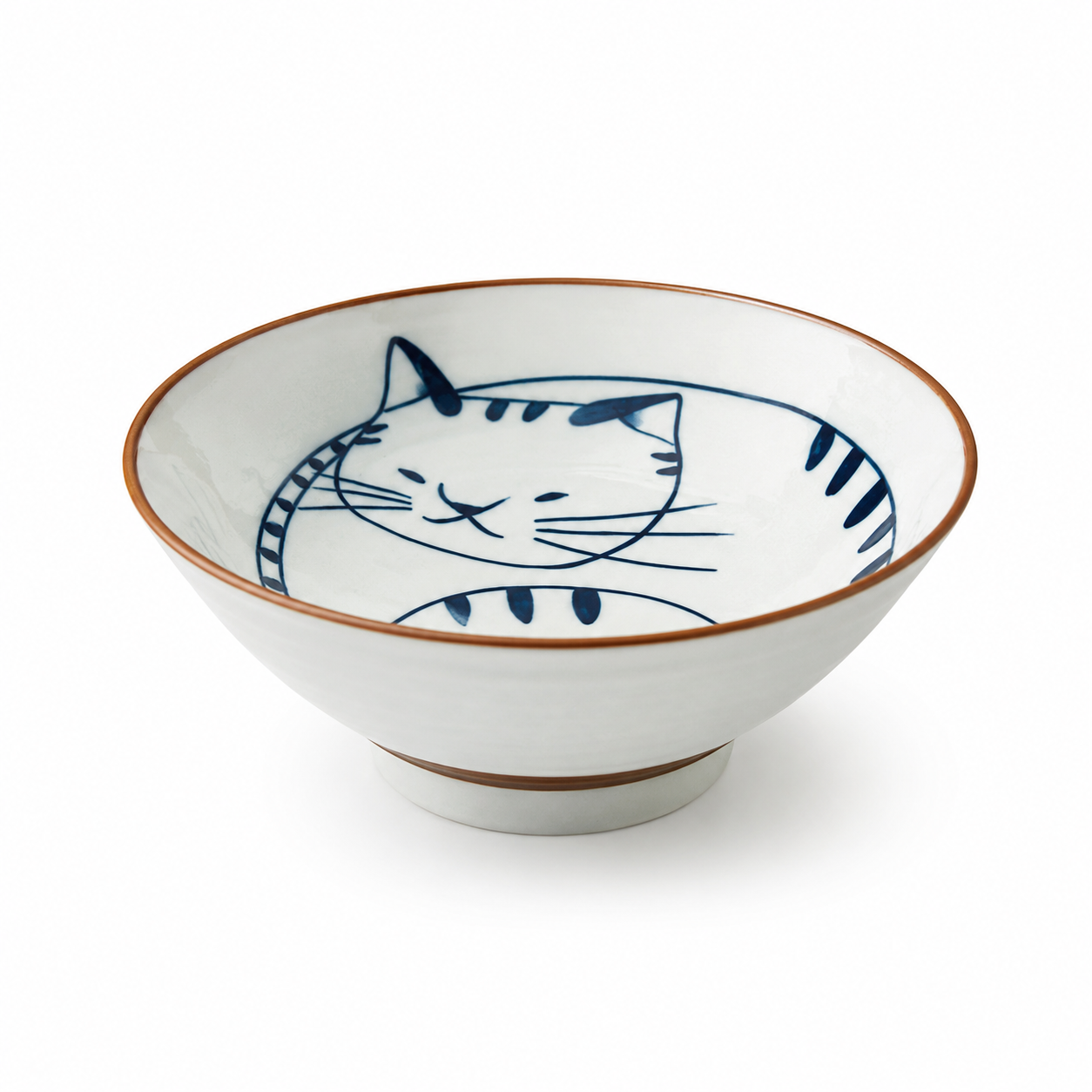Cat Painted Ceramic Ramen Soup Bowl