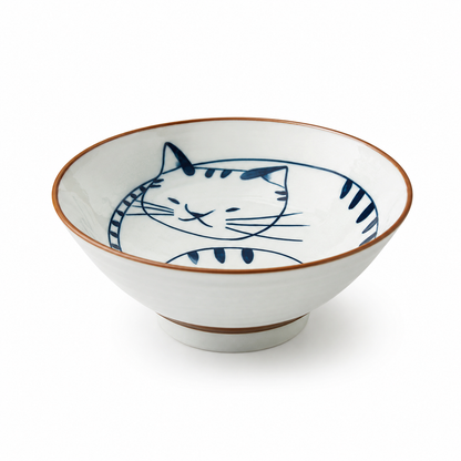 Cat Painted Ceramic Ramen Soup Bowl