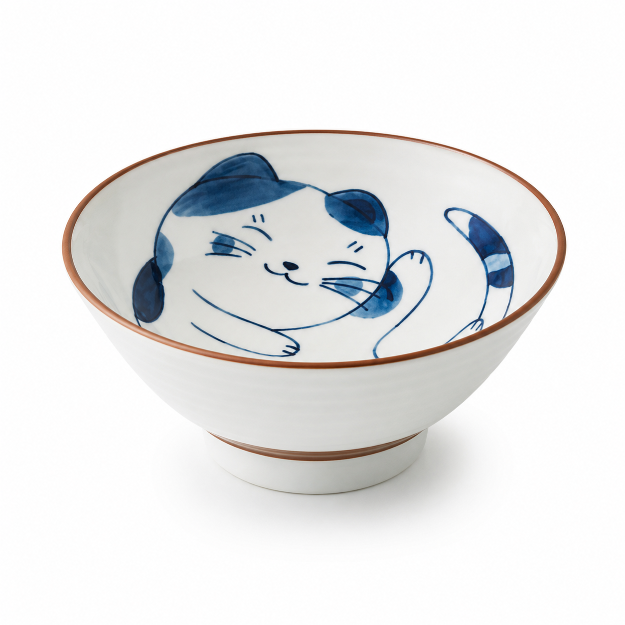 Cat Painted Ceramic Ramen Soup Bowl